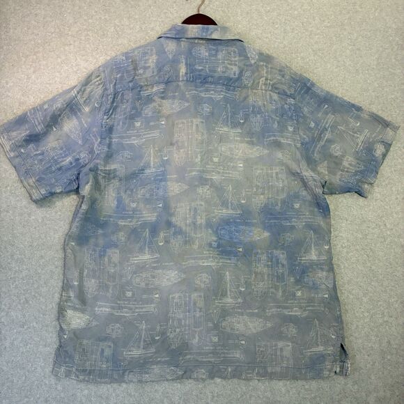 Brooks Brothers 100% Silk Blueprint Print Button Up Shirt Mens Large - Picture 6 of 6